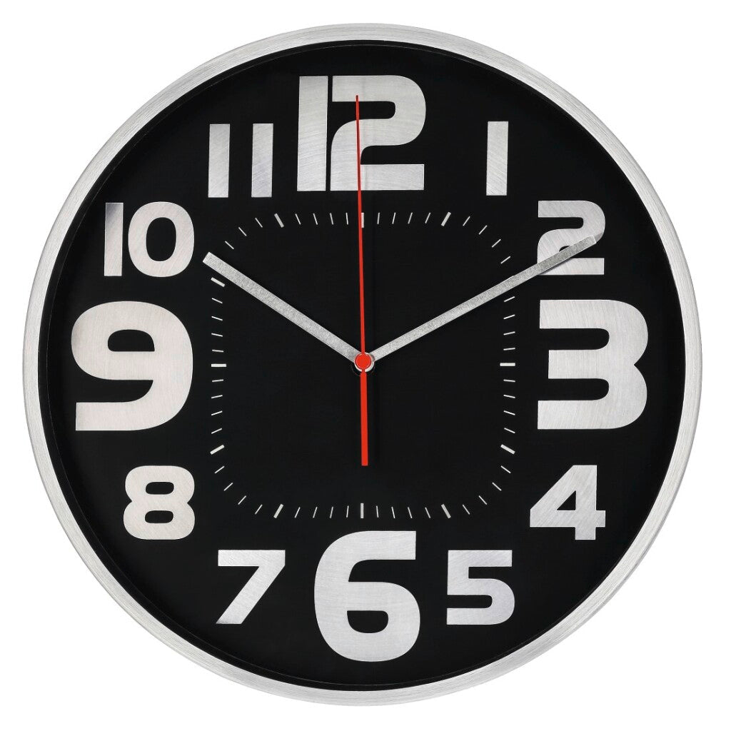 Hama Wanduhr Emotion Ø 30 cm Geräuscharm Silber/Schwarz