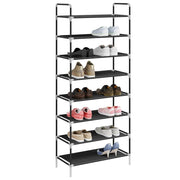 Schuhregal mit 8 Ablagen Metall und Vliesstoff Schwarz