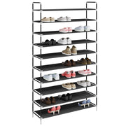 Schuhregal mit 10 Ablagen Metall und Vliesstoff Schwarz