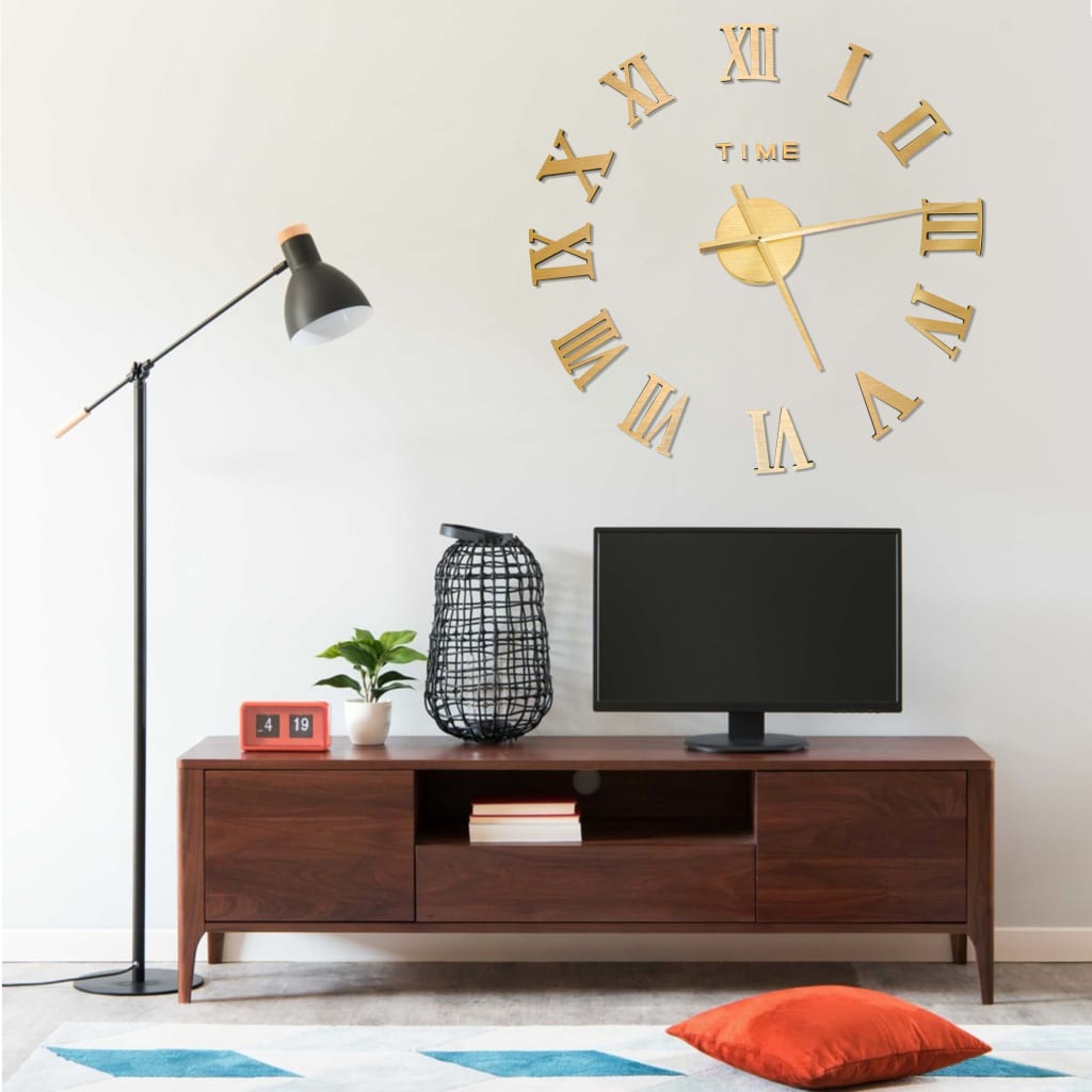 3D Wanduhr Modern XXL 100 cm Gold