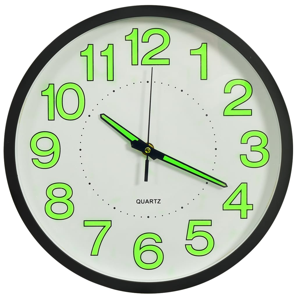 Leuchtende Wanduhr 30 cm Schwarz