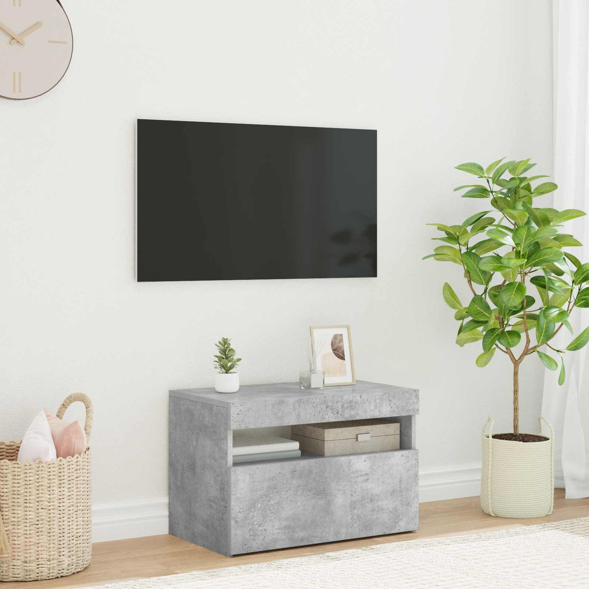 TV-Schrank mit LED-Leuchten Betongrau 60x35x40 cm