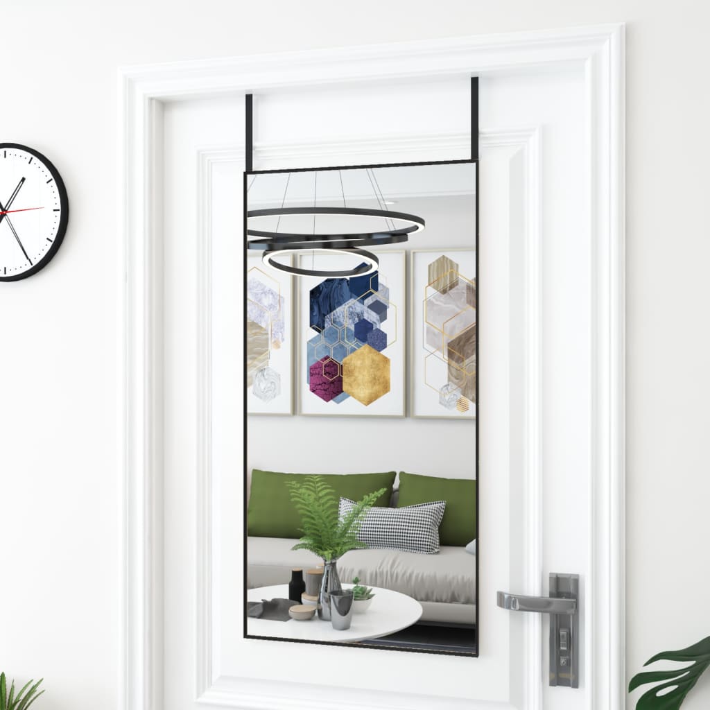 Türspiegel 50x100 cm Glas und Aluminium Schwarz