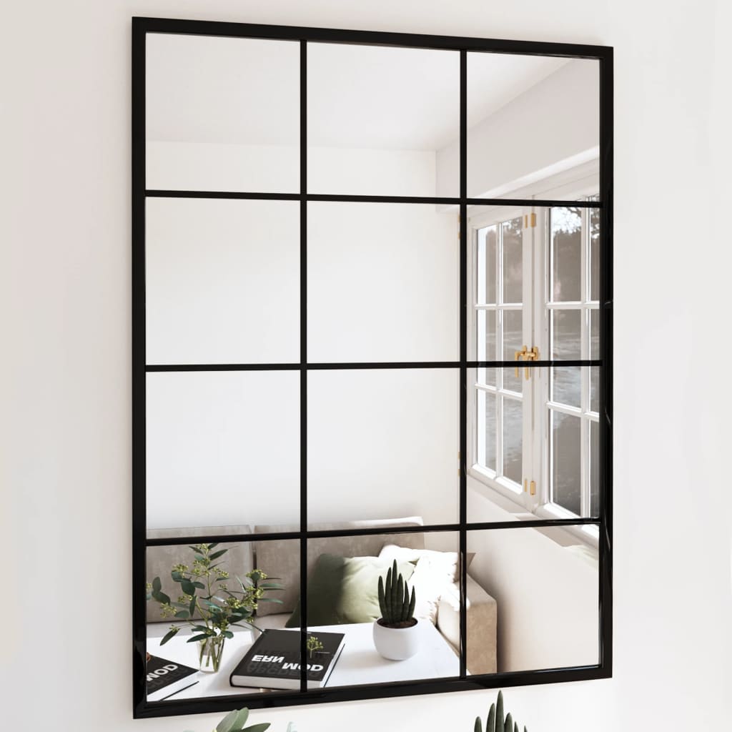 Wandspiegel 80x60 cm Metall Schwarz