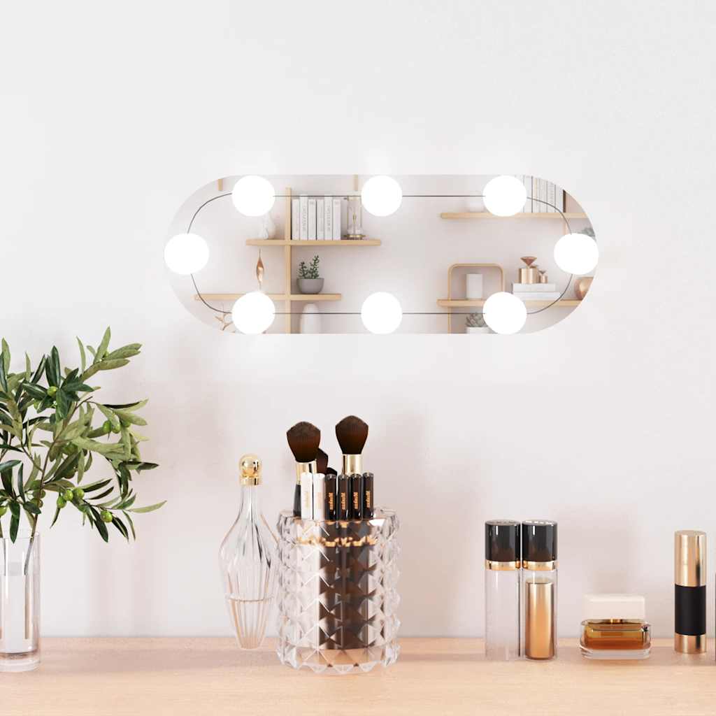 Vidaxxl wall mirror with LEDs oval 15x40 cm glass