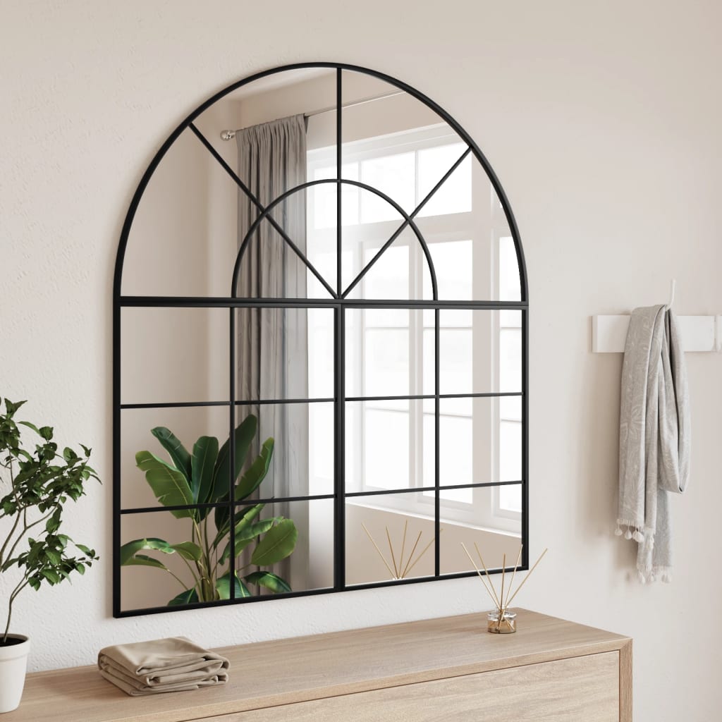 Wandspiegel Bogenform 100x110 cm Eisen Schwarz