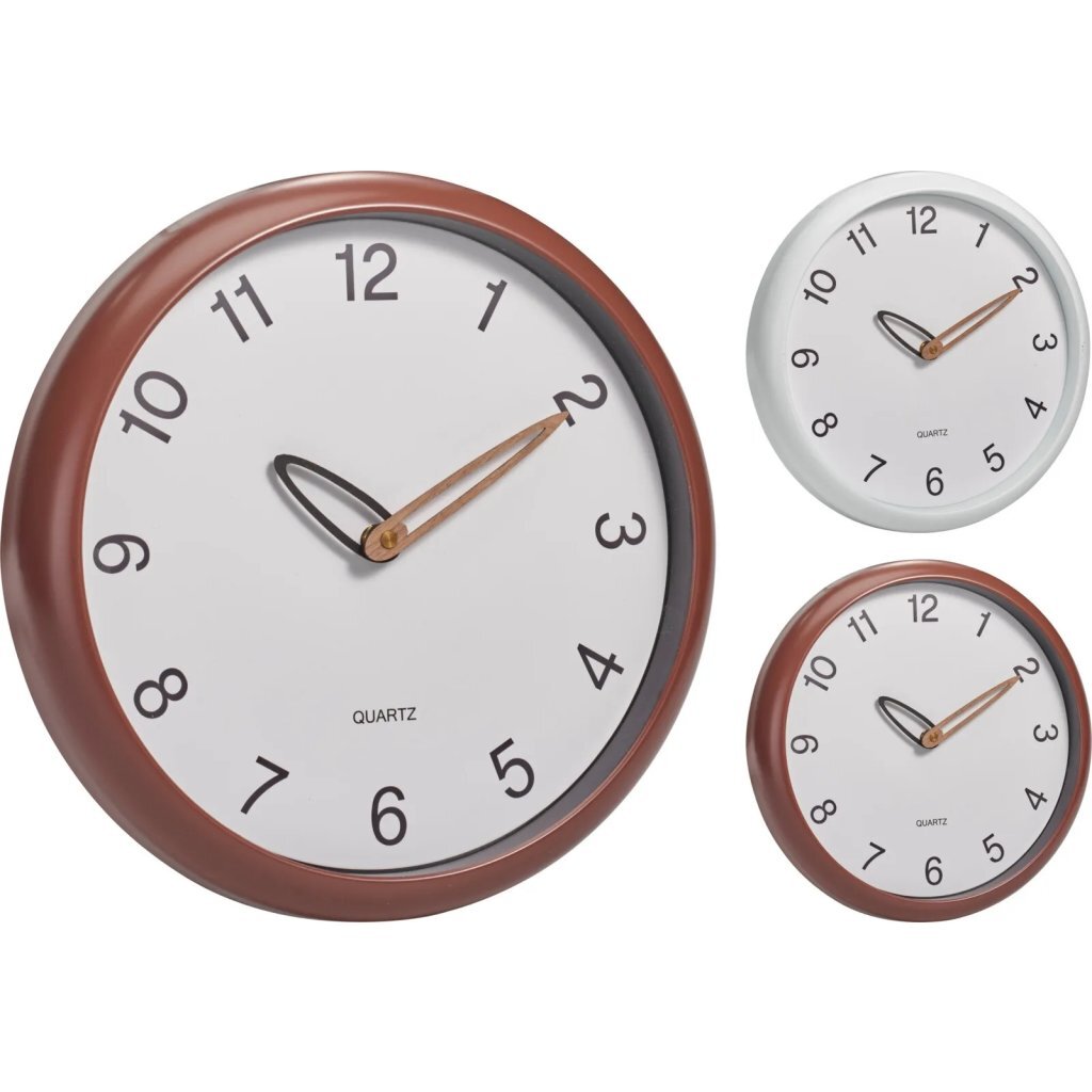 Analoge Wanduhr 30 cm Braun/Weiß