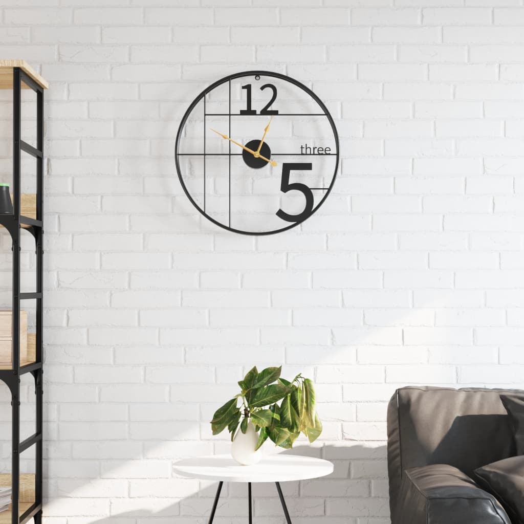 Wanduhr Ø 50 cm Eisen Schwarz