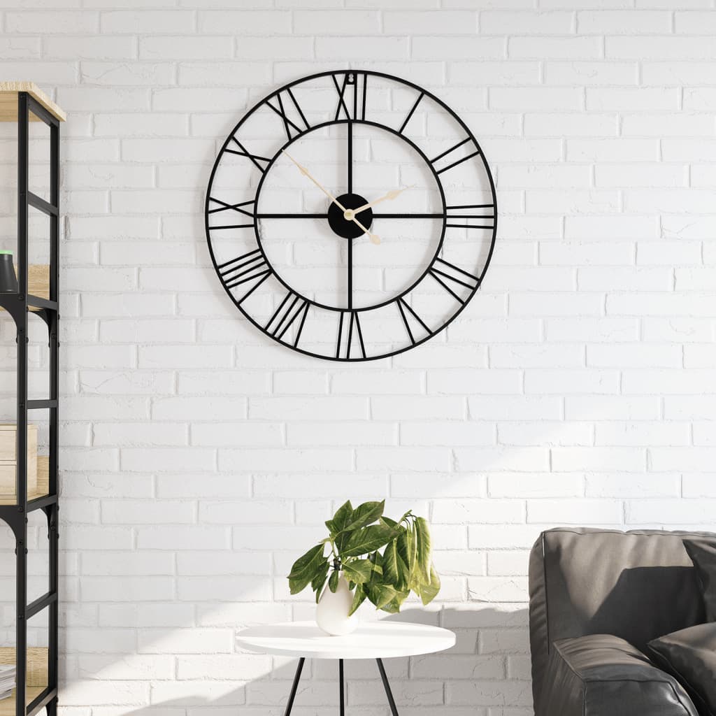 Wanduhr Ø50 cm Eisen Schwarz