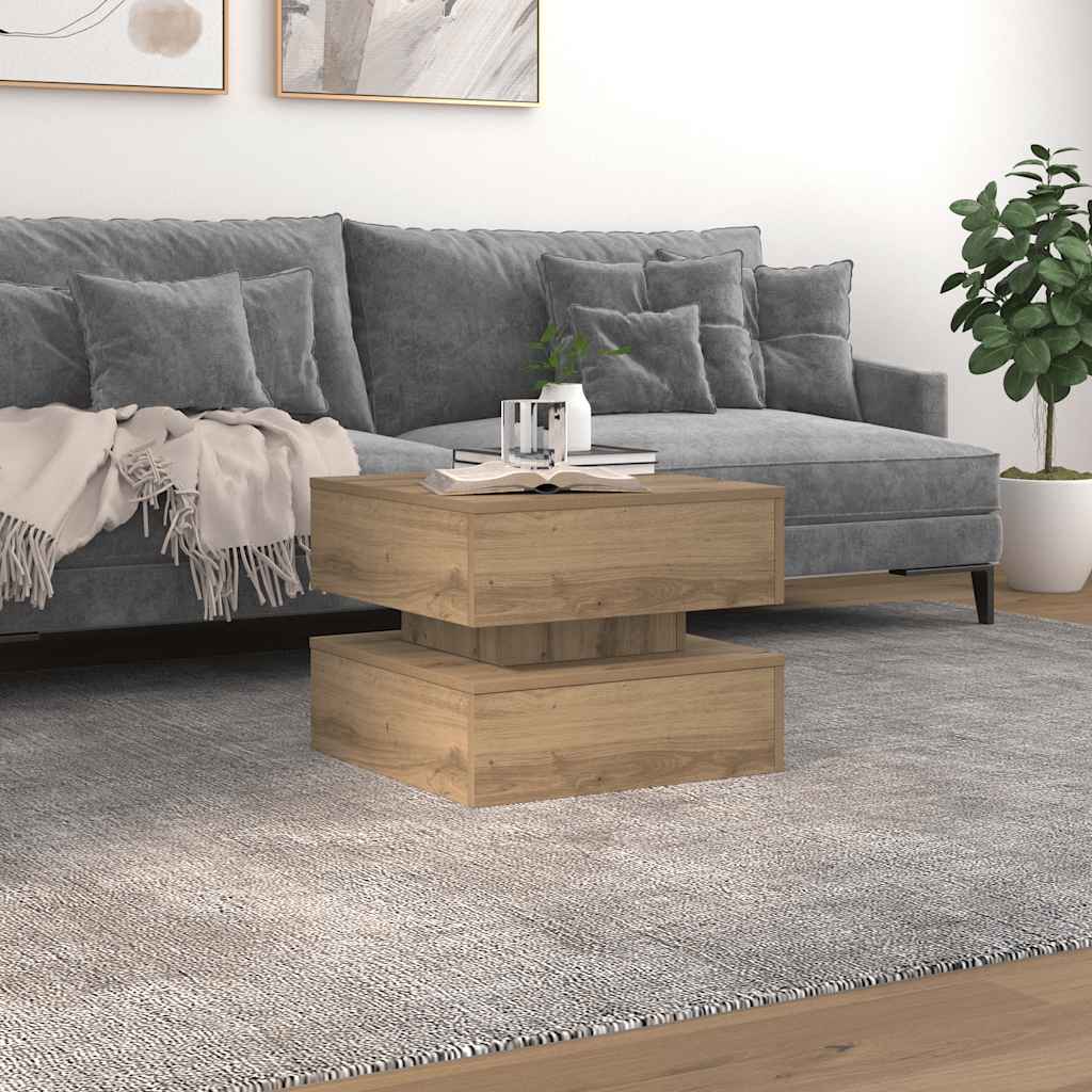 Couchtisch mit LED-Leuchten Artisan-Eiche 50x50x40 cm