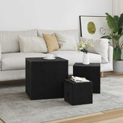 Nestingtisch 3 stk. Schwarz Eichen-Optik 45 x 45 x 45 cm