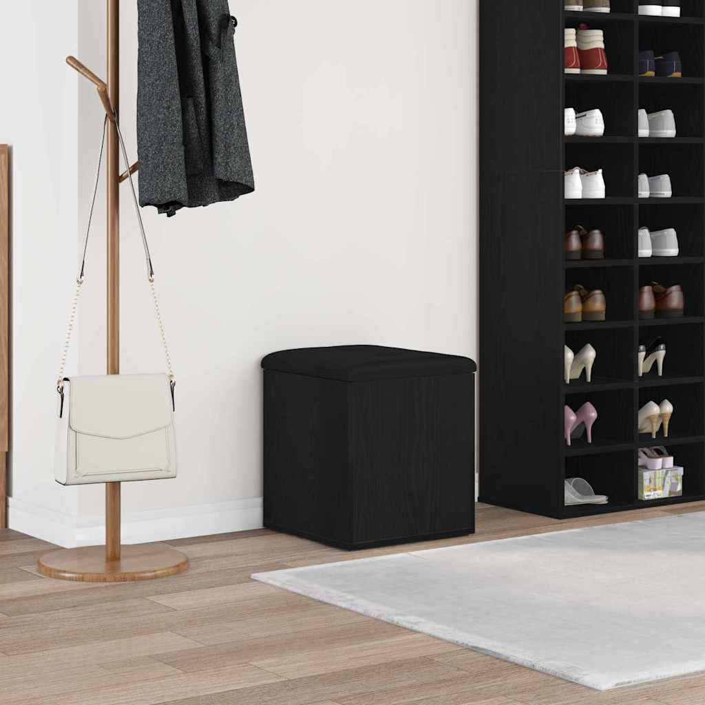 Sitzbank mit Stauraum – Schwarz Eichen-Optik, 42 × 42 × 45 cm