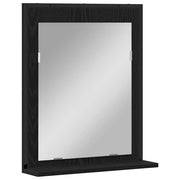 Wandspiegel mit Ablage – Schwarz Eichen-Optik, 50 × 12 × 60 cm