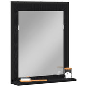 Wandspiegel mit Ablage – Schwarz Eichen-Optik, 50 × 12 × 60 cm