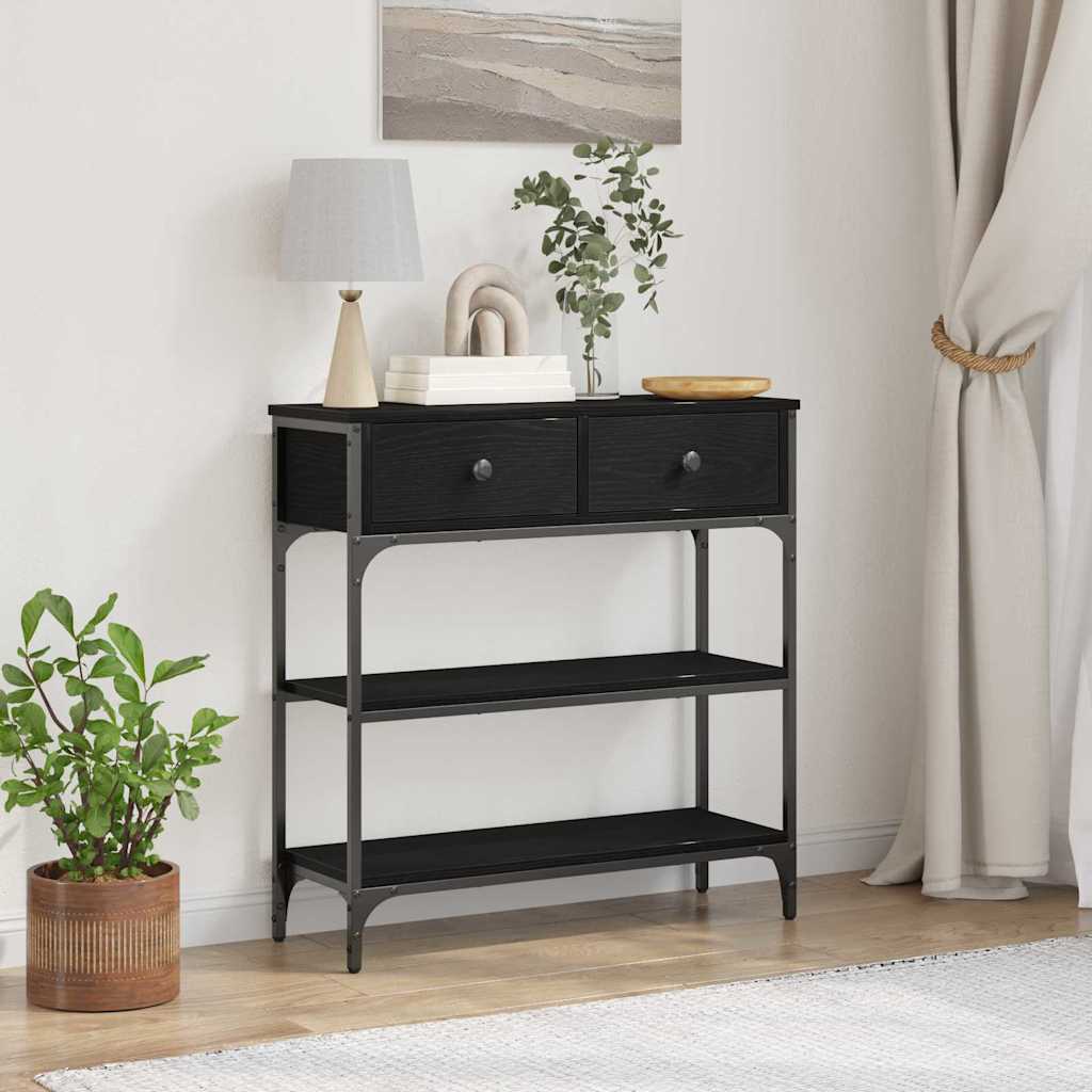 Konsolentisch Schwarz Eichen-Optik 72,5 x 25 x 75 cm
