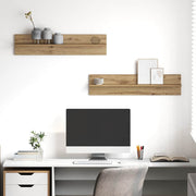 Wandregal 2 stk. Artisan-Eiche 80 x 11,5 x 18 cm Holzwerkstoff
