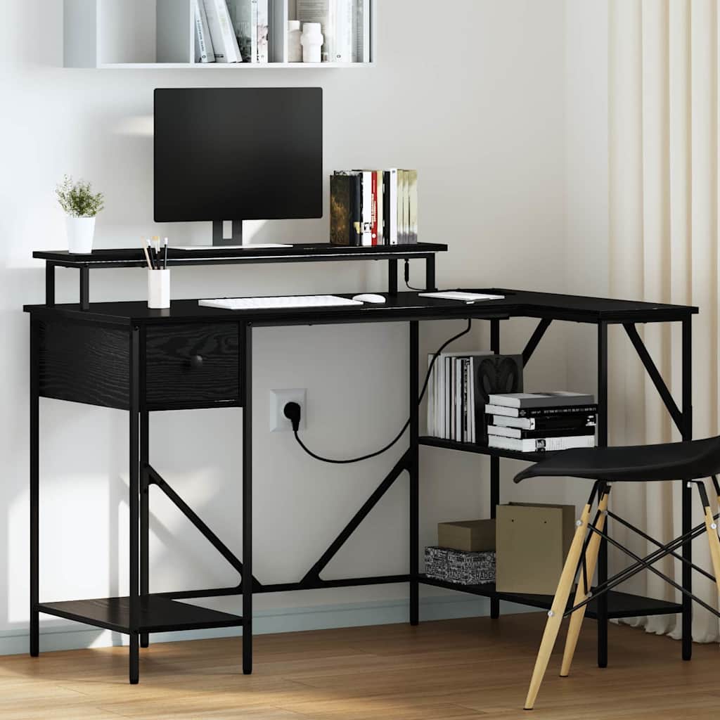 Schreibtisch Schwarz Eichen-Optik 120 × 79 × 86,5 cm
