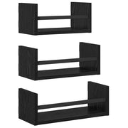 Wandregal-Set 3-teilig – Schwarz Eichen-Optik, 40 × 16 × 14 cm