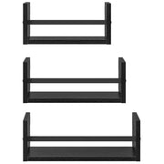 Wandregal-Set 3-teilig – Schwarz Eichen-Optik, 40 × 16 × 14 cm