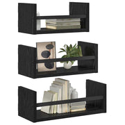 Wandregal-Set 3-teilig – Schwarz Eichen-Optik, 40 × 16 × 14 cm