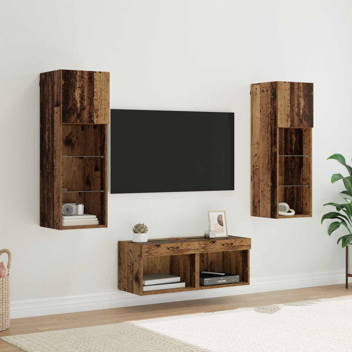 TV-Wandregale 4 stk. Artisan-Eiche Holzwerkstoff