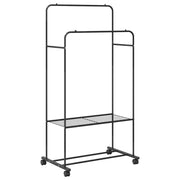 Kleiderständer Schwarz mit Drahtablagen – 80 × 53 × 156 cm