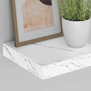 Wandregal 2 stk. Weiß Marmor 23 x 23,5 x 3,8 cm Holzwerkstoff