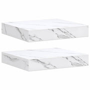 Wandregal 2 stk. Weiß Marmor 23 x 23,5 x 3,8 cm Holzwerkstoff