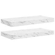 Wandregal 2 stk. Weiß Marmor 50 x 23,5 x 3,8 cm Holzwerkstoff