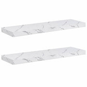 Wandregal 2 stk. Weiß Marmor 90 x 23,5 x 3,8 cm Holzwerkstoff
