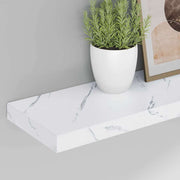 Wandregal 2 stk. Weiß Marmor 120 x 23,5 x 3,8 cm Holzwerkstoff
