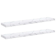 Wandregal 2 stk. Weiß Marmor 120 x 23,5 x 3,8 cm Holzwerkstoff