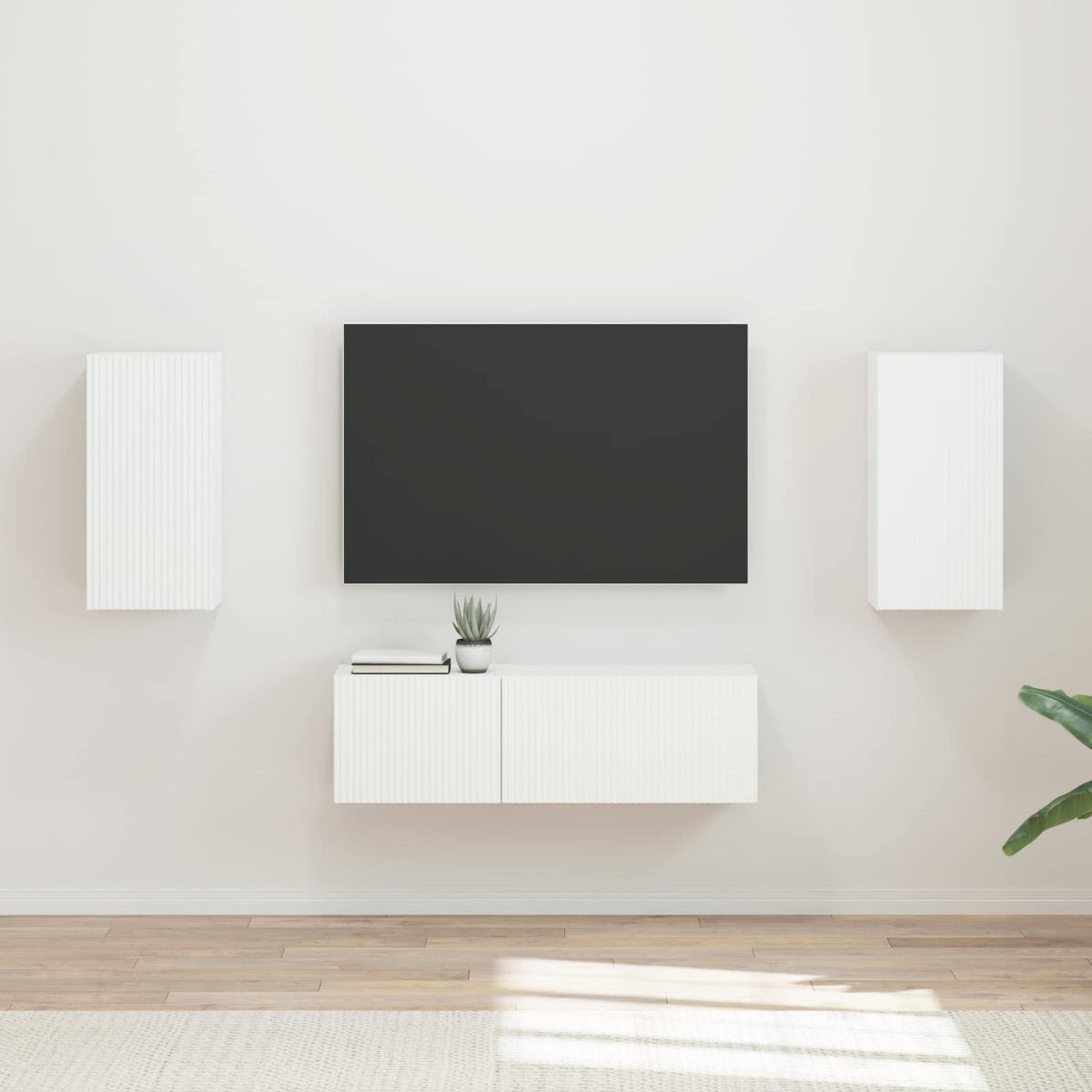 TV-Wandregal-Set 4 stk. Weiß Holzwerkstoff