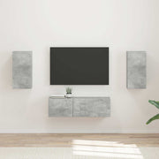 TV-Wandregal-Set 4 stk. Beton Grau Holzwerkstoff
