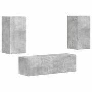 TV-Wandregal-Set 4 stk. Beton Grau Holzwerkstoff