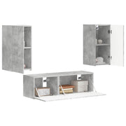 TV-Wandregal-Set 4 stk. Beton Grau Holzwerkstoff