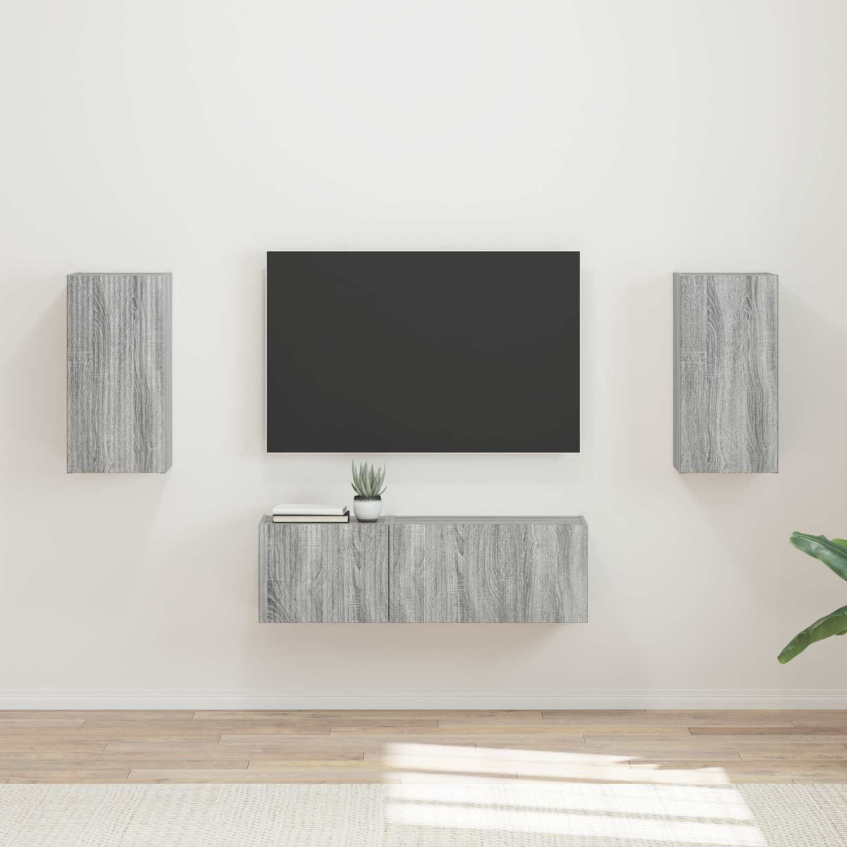TV-Wandregal-Set 4 stk. Graues Sonoma Holzwerkstoff