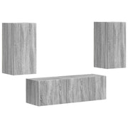 TV-Wandregal-Set 4 stk. Graues Sonoma Holzwerkstoff