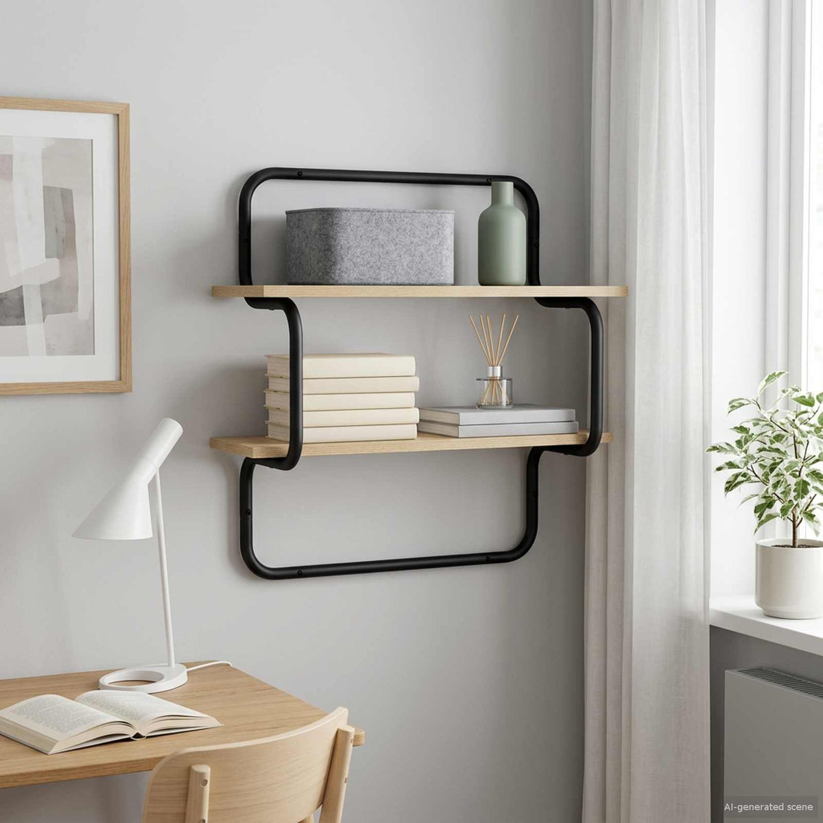 Wandregal mit 2 Ebenen Sonoma-Eiche 80 x 24,5 x 61 cm
