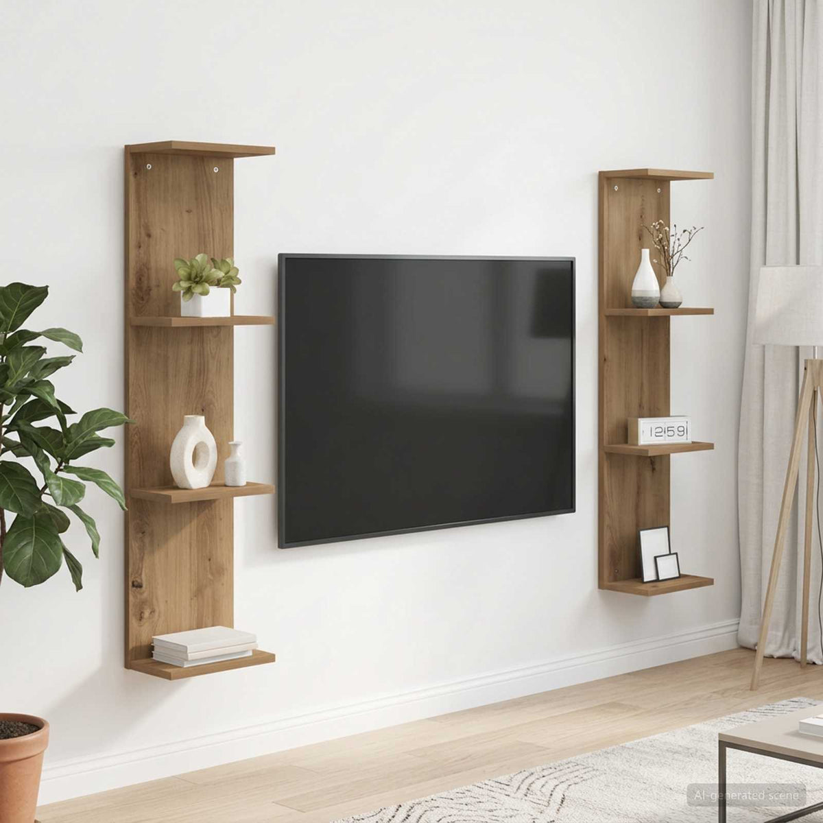 Wandregal 2 stk. Artisan-Eiche 25 x 15 x 100 cm Holzwerkstoff