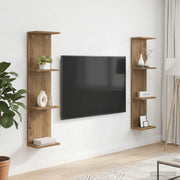 Wandregal 2 stk. Artisan-Eiche 25 x 15 x 100 cm Holzwerkstoff